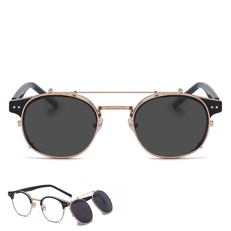 Retro Magnetic Clip-On Polarized Sunglasses for Prescription Glasses