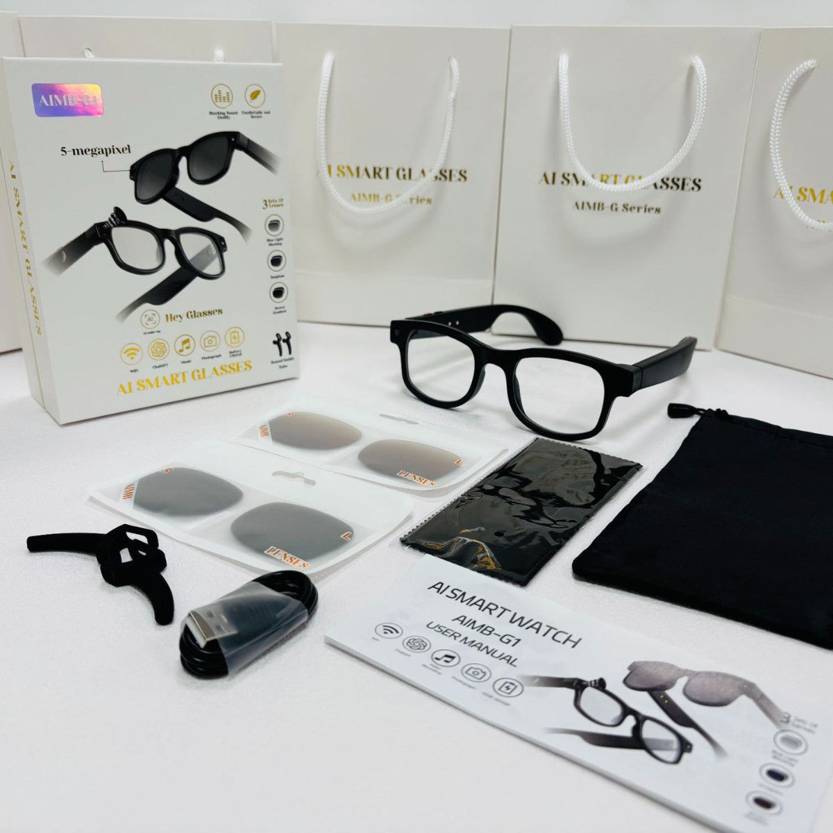 AIMB-G1 Smart Glasses with AI Voice and Camera