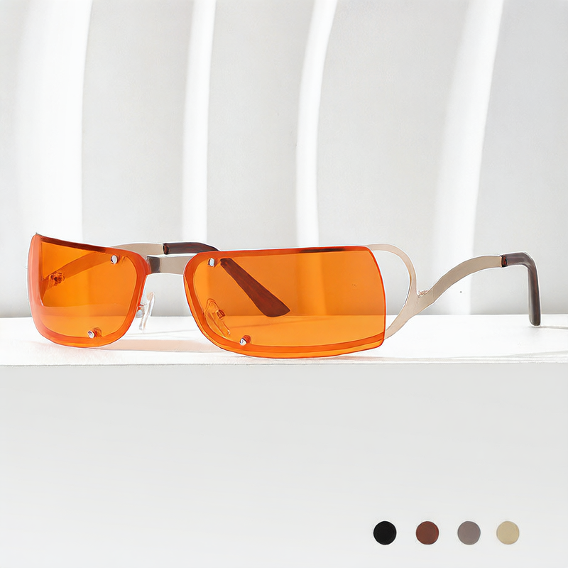 Metal perforated oval sunglasses